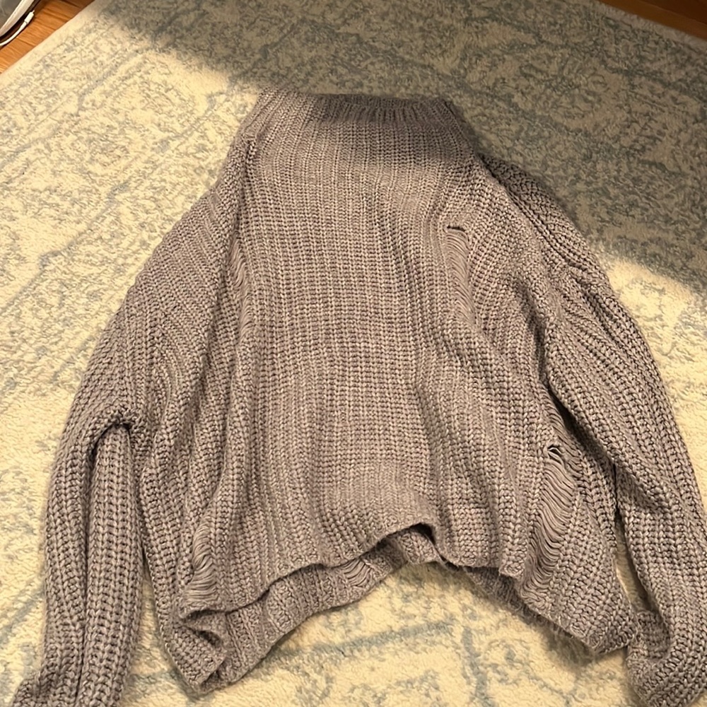 Lord + Taylor design lab gray cropped turtleneck sweater